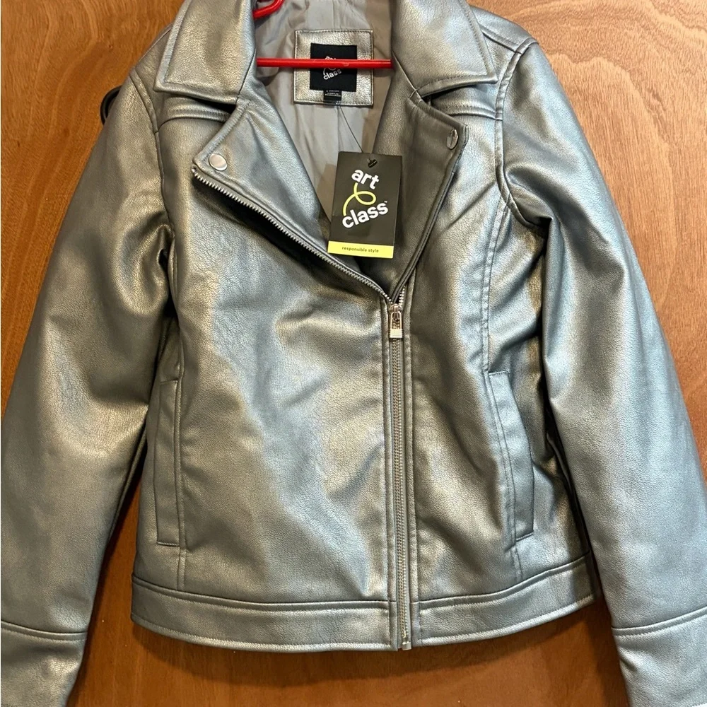 Art & Class Metallic Silver Moto Jacket NWT Girl’s size 10 / 12